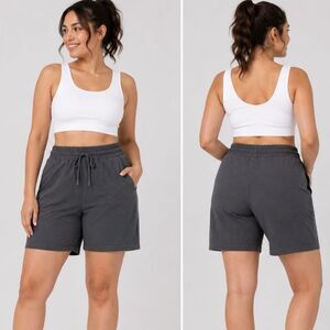 SHOWMALL Women's Plus Size 2X Gray Pull-On Casual Shorts Elastic Waist Lightweig
